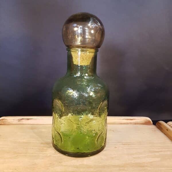 carafe verre vert ancienne merveille et bout de chandelle 1