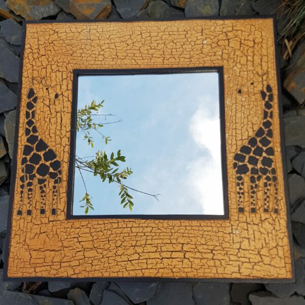 miroir bois decor girafes merveille et bout de chandelle brocante