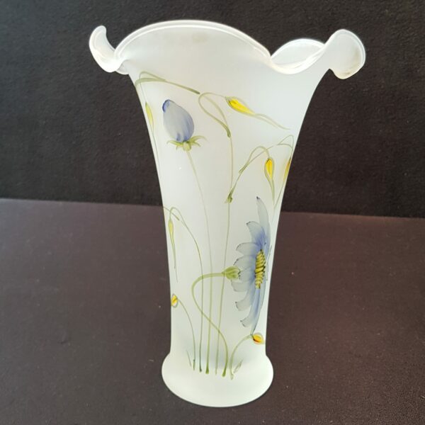vase en verre souffle depoli peint deco vintage brocante